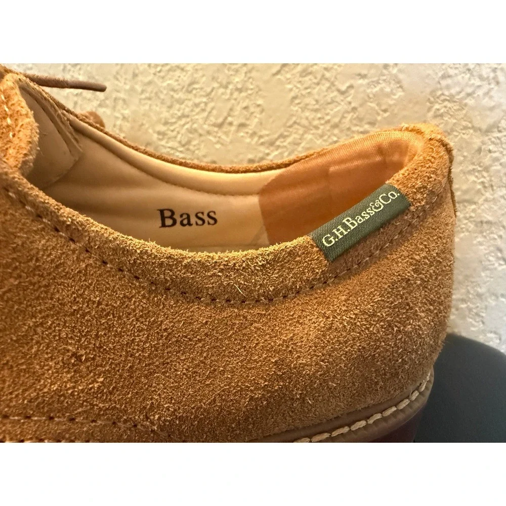 GH Bass and Co Mens Tan Suede Buck Derby Shoes Lace Up Classic Round Toe